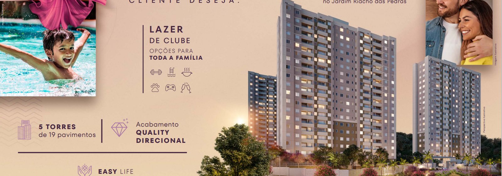 2 e 3 quartos, Suite, Varanda | Lazer de Club | 5 Torres 19 Pavimentos | Jardim Riacho das Pedras - Contagem / MG